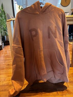 Up N Down Embroidered Rust Brown Men's Hoodie Sweater